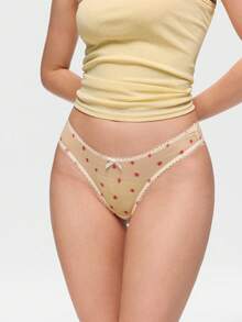 Bonmuse 5 Pack Women's Solid & Fruit, Leopard, Bow Decor Comfortable Thong Underwear - Multicolor - View 10
