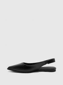 CUCCOO BIZCHIC Minimalist Solid Color Pointed Toe Flat Slip-On Casual Commuting Simple Basic Matching Backless Flat Shoes, Office Wear Spring Shoes - Patent leather black - View 9