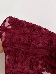 Soleia Spring/Summer Casual Vacation Lace Sheer Fishbone Tank Top For Beach And Wedding - Burgundy - View 8