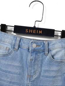 SHEIN Kids Young Boy Fashion Versatile Button Pocket Denim Jeans - Light Wash - View 4