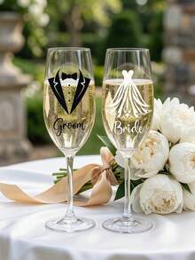4Pcs Wedding Theme Sticker Set Groom Bride Black Tuxedo White Wedding Dress Design For Wedding Toast Album Scrapbook Decor Invitation Envelope Seal Gift Tag For Adults - Multicolor - View 2