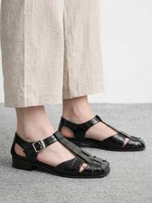 CUCCOO BIZCHIC Women's Shoes, Black, Roman Sandals, Flat Sandals, Comfortable Commuter Classic Office Wear - Black - View 5
