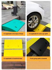 2 Pieces/1 Piece Set Of Heavy-Duty PE Portable Car Curb Ramp, Featuring A Slip-Resistant Traction Surface, Suitable For Use With Lawnmowers, Vehicle Access/Egress, And Pet Ramps. - Multicolor - View 3