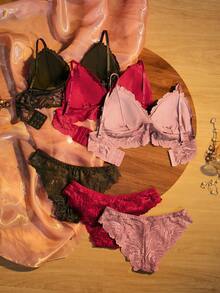 Divavoom Women's Fashion Lace Lingerie Set 6 Pieces - Multicolor - View 2