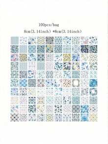 1 Book/100pcs Classic Floral Pattern Paper, 6 Styles, 100 Unique Patterns Options, Suitable For Scrapbook, Journal, Decoration, Memo, Origami, Stationery, Back To School Supplies, A Perfect Small Gift For Back To School - multicolor - View 21