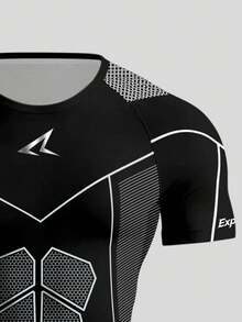 GymBeat Men's Geometric Print Raglan Short Sleeve Sports T-Shirt - Multicolor - View 6