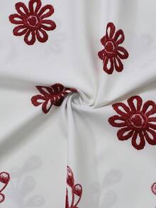 Franclia 大尺碼女款時尚夏季碎花洋裝與雪紡開襟衫優雅兩件套 - 酒紅色 - 查看 8