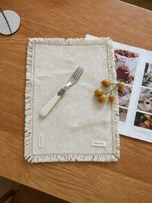 Haus Hana 1pc American Style Thick Thread Fabric Napkins, Raw Edge Textured Table Mats, Food Photography Backdrop Prop For Styling Shooting - Multicolor - View 2