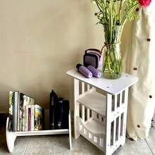 1 Nordic-Style Mini Square Coffee Table. Creative, Minimalist, Perfect For Home Use As A Side Table In The Living Room, Small Apartment, Multifunctional Small Square Table. Useful For Bedroom Nightstands, Balcony Relaxation, Daily - Multicolor - View 10