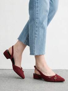 CUCCOO BIZCHIC New Design Pointed Minimalist Commuter Style Stylish Flats, Suitable For Christmas And Spring Wear - Burgundy.. - View 4
