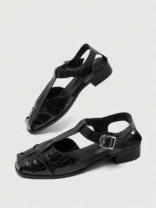CUCCOO BIZCHIC Women's Shoes, Black, Roman Sandals, Flat Sandals, Comfortable Commuter Classic Office Wear - Black - View 6