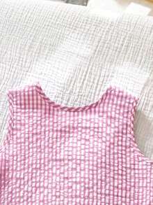 Emery Rose Kids Emery Rose Kids 女童格紋蝴蝶結裝飾荷葉邊背心上衣與長褲套裝 - 淺粉色 - 查看 9