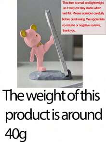 1pc Cute Phone Stand, Cartoon Bear Shaped Phone Holder, Compatible With Both Mobile Phones And Tablets, Suitable For Office Desktop, Bedside, Living Room, Study, Bedroom, Gifts Back To School - pink kicking bear - View 22
