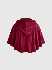 ROMWE Chaqueta capa con capucha bordada con hojas estilo Fairycore talla grande - Rojo - Ver 2