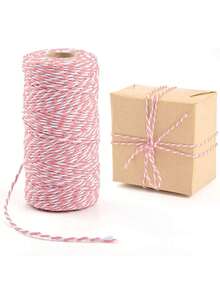100m Pink & White Gift Wrapping Twine/Ribbon/Packaging Tape/Jute Rope - multicolor - View 4