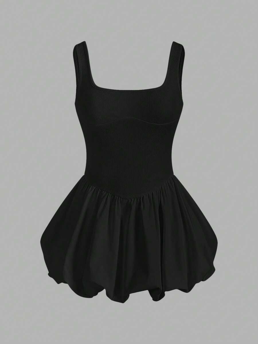 SHEIN ICON 女士夏季無袖緊身蘭花邊連衣裙 - 黑色 - 查看 1