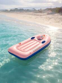 Inflatable Water Floating Bed Made Of Thickened PVC With Handles; Classic Simple Inflatable Pool Floats With Letter Prints In Yellow, Pink And Blue, Suitable As Floating Boards And Rafts For Outdoor Pools, Beaches And Water Parties - multicolor - View 7