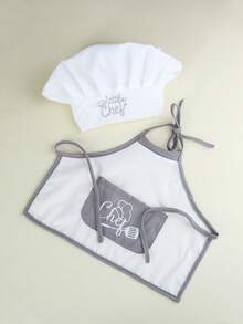 SHEIN Newborn Photography Outfits Baby Boy White Chef Hat And Apron Set Infant Photoshoot Props 1 Month And 100 Days Baby Photo Props Fall Winter - Multicolor - View 6