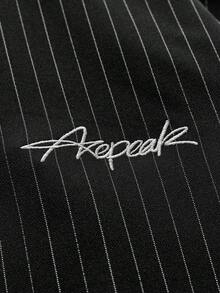 AXEPEAK 男士梭織時尚休閒寬鬆拼接開襟夾克 - 黑色 - 查看 9
