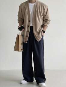 DAZY Pantalones azul marino sólidos para hombre, otoño - Azul Marino - Ver 7