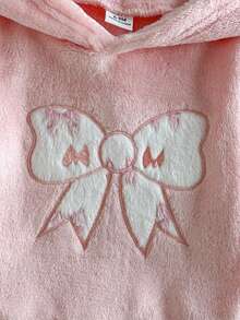 SHEIN 女嬰可愛蝴蝶結刺繡連帽衛衣與長褲斜跨包套裝 - 粉色 - 查看 6