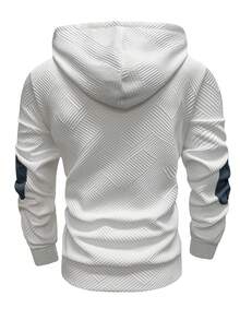Manfinity Homme Sudadera con capucha casual y versátil para hombre para primavera y otoño - Blanco - Ver 2