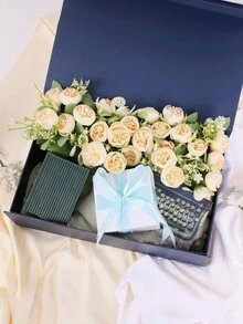 1個可折疊禮品盒，禮品包裝盒，適用於母親節、父親節、萬聖節、聖誕節，為家人和朋友包裝禮物，通用節日禮品包裝 - 深藍色 - 查看 3