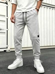 Gym Rark Men's Light Gray All-Season Minimalist Line Design Sports Outdoor Casual Jogging Pants - Light Grey - View 6