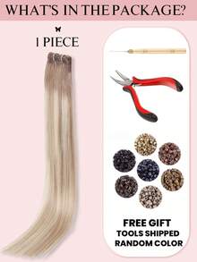 Natural Blonde Balayage Butterfly Weft Hair Extensions 100% Remy Human Hair Invisible Thin PU Hole Genius Weft Cuttable Tangle Free Lightweight Sew In Micro Bead Hair Weft Soft Straight Sun-Kissed Highlight Hair Bundles All Lengths - S8/22/8 - View 10