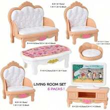Set di mobili per casa delle bambole in scala 1:12, inclusi modelli in miniatura di soggiorno, cucina, camera da letto e bagno, giocattoli in plastica adatti per ragazze dai 3 agli 8 anni - serie di giochi di ruolo per la gestione della casa, cucina per bambole, bambola, giocattolo per bambole - Multicolore - Visualizzare 7