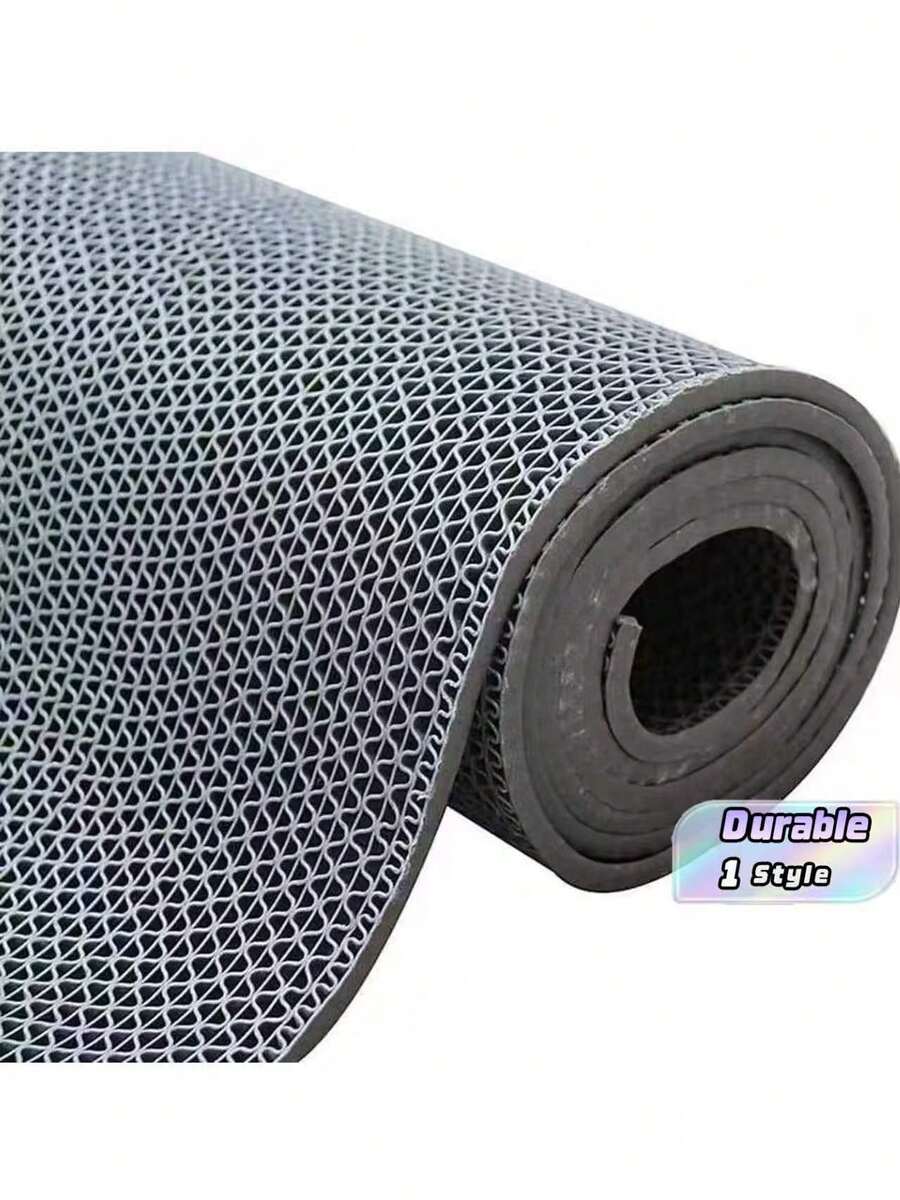 Hollow Anti-Slip Mat, PVC Grid Hollow Design, Gray, Specially Designed For Swimming Pool/Bathroom/Shower, Also Suitable For Kitchen/Bathroom/Dining Room/Bar/Garage. This Multipurpose Durable Mat Is Easy To Clean And Store. - grey - View 1