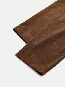 Linhara Spring/Autumn Corduroy Brown Hooded Mid-Length Casual Commute Plus Size Jacket With Pockets - Brown - View 6