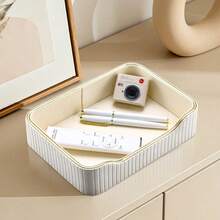 PU Leather Tray Desktop Organizer - Remote Control Holder & Catchall Tray, Suitable For Vanity, Skincare Display, Lipstick Rack, Bathroom Countertop, Decorative Tray For Miscellaneous, Cosmetics, Phone, Wallet, Tableware,Room Decor - Multicolor - View 7