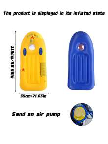Inflatable Water Floating Bed Made Of Thickened PVC With Handles; Classic Simple Inflatable Pool Floats With Letter Prints In Yellow, Pink And Blue, Suitable As Floating Boards And Rafts For Outdoor Pools, Beaches And Water Parties - multicolor - View 9