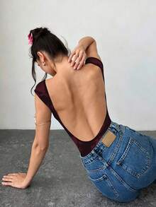 Firerie 女款優雅浪漫時尚通勤性感風連身衣，適合派對、度假、返校、浪漫約會及婚禮生日穿搭 - 酒紅色 - 查看 6