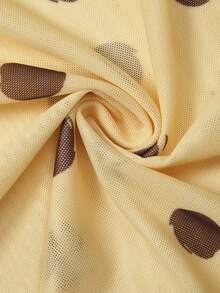 Auralis Plus Size Women Polka Dot Pattern Pleated Long Sleeve Elegant 90s Dress Party Cocktail Wedding Guest Birthday Beach Outfit Going Out Yellow Autumn - Yellow - View 7