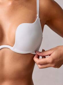 Veilyse Sujetador con aro y tirantes ajustables de color sólido, lencería para el verano - Blanco - Ver 6
