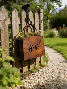 Outdoor Retro Rust Handbag Shaped Iron Flowerpot Hello/Welcome Butterfly Hollow Design Courtyard Terrace Gardening Decorative Flower Box B&B Garden Landscaping Creative Planting Container - multicolor - View 5