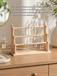 1 Exquisite, Multi-Tiered Wooden Storage Rack, Perfect For Bracelets, Necklaces, Anklets, And Earrings. An Excellent Storage Solution. - log color - View 2