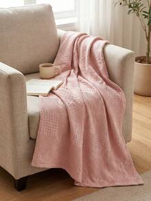 1pc Soft & Comfortable New Waffle Gauze Blanket, Skin-Friendly, Solid Color, Suitable For Bed, Sofa, Pillow - Perfect For Relaxation And Snuggling - Quietly Weaving Words On Bean Yarn - View 8