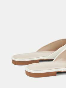 CUCCOO HITCHD Sandalias blancas de cara suave con fondo plano y ondulado, de temperamento femenino, de satén, con punta abierta, versátiles, estilo hada - Blanco - Ver 5