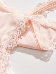 SHEIN 5pcs/Set Lace Trim Low Waist Women's Thong Panties - Multicolor - View 4
