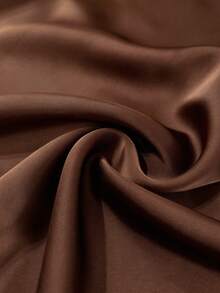 Juhart Lace Patchwork Acetate Satin Waist-Cinching Long Sleeveless Dress - Coffee Brown - View 7