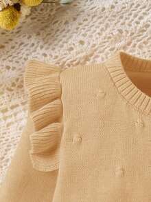Elladie kids 女嬰女童秋冬針織開襟毛衣，全新獨特設計，可搭配T恤、背心、芭蕾舞裙、洋裝等，適合家庭時光、聚會、戶外玩耍、萬聖節、聖誕節、拍照，ICON女孩必備款 - 駝色 - 查看 4