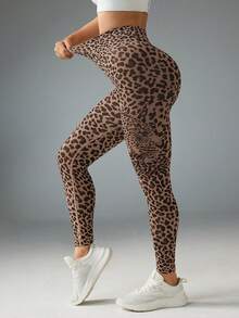Velisys Velisys Legging Olahraga Wanita Kasual Motif Leopard Tanpa Jahitan dengan Elastisitas Tinggi - MultiWarna - View 2