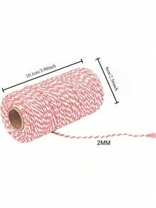 100m Pink & White Gift Wrapping Twine/Ribbon/Packaging Tape/Jute Rope - multicolor - View 3