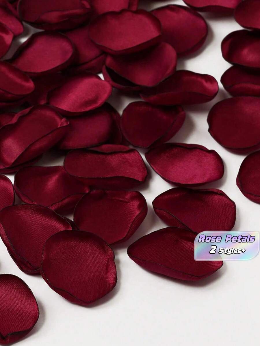 500/1000Pcs Burgundy Artificial Rose Petals, Realistic Silk Fake Flowers For Wedding Aisle Decor Table Scatter, Romantic Valentine's Day Party Supplies Bulk, Reusable Faux Flower Petals For Home Decoration - burgundy - View 1