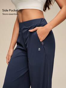 OutZeal Women Sports Pants Hiking Travel High Waist Mesh Panel Athletic Joggers Spring Summer - Navy Blue - View 3