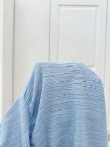 SHEIN 青少年女孩編織淺藍色圓領寬鬆休閒洋裝 - 藍色 - 查看 8