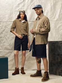 Norleigh Casual Washed Dark Blue Relaxed Fit Knee-Length Denim Shorts, Spring/Summer Cargo Pants - Blue - View 7
